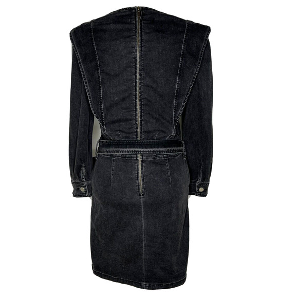 By Egreis NWT Black Denim Belted Dress Size S - Picture 3 of 6